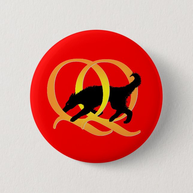 QQ spinnender Hund Button (Vorderseite)