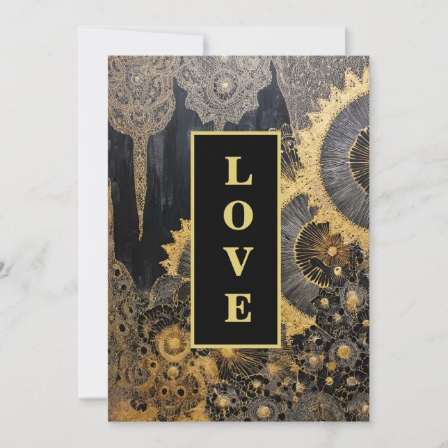 *~ QR 19 UAWG AR26 Gold Lace LIEBE Luxury Wedding Einladung (Vorderseite)