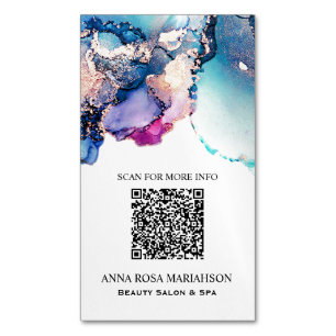 *~* QR Abstrakt Yummy Turquoise Aquamarin Gold Gil Magnetische Visitenkarte