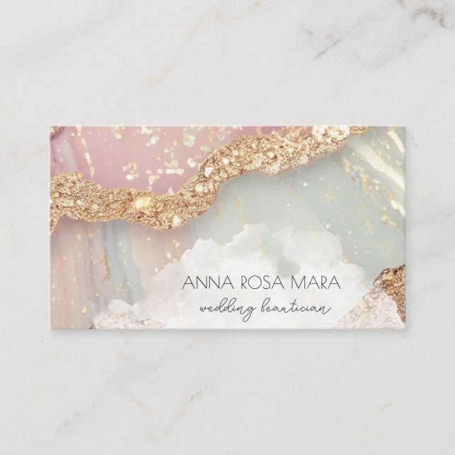 *~* QR Agate Aqua Mauve Gold Glitzer AP66 Luxe Visitenkarte (Vorderseite)