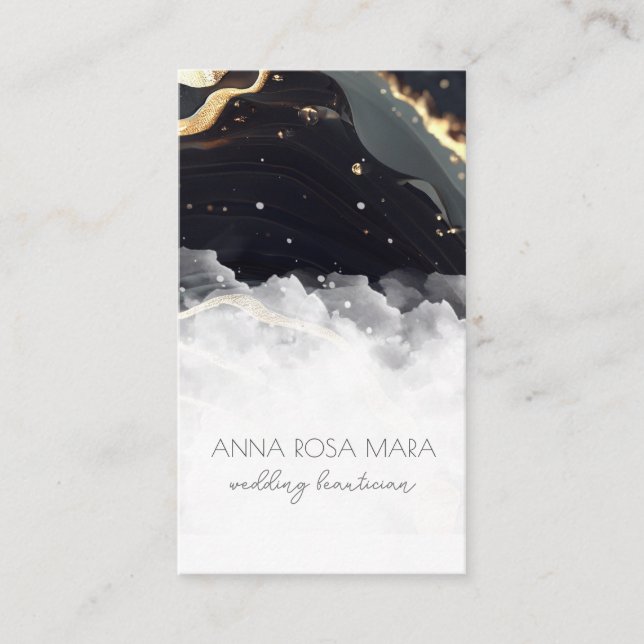 *~* QR Agate Black Gold Marmor Glam Luxe AP66 Visitenkarte (Vorderseite)