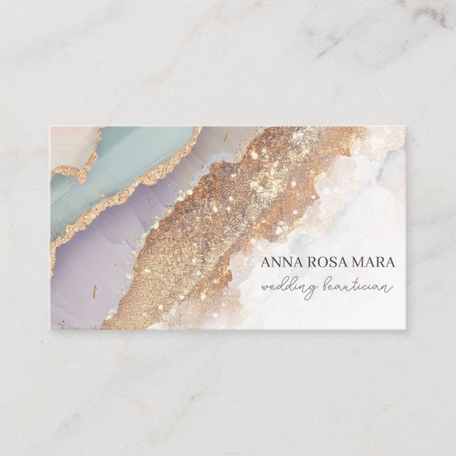 *~* QR Agate Lavender Mauve Gold Glitzer AP66 Luxe Visitenkarte (Vorderseite)