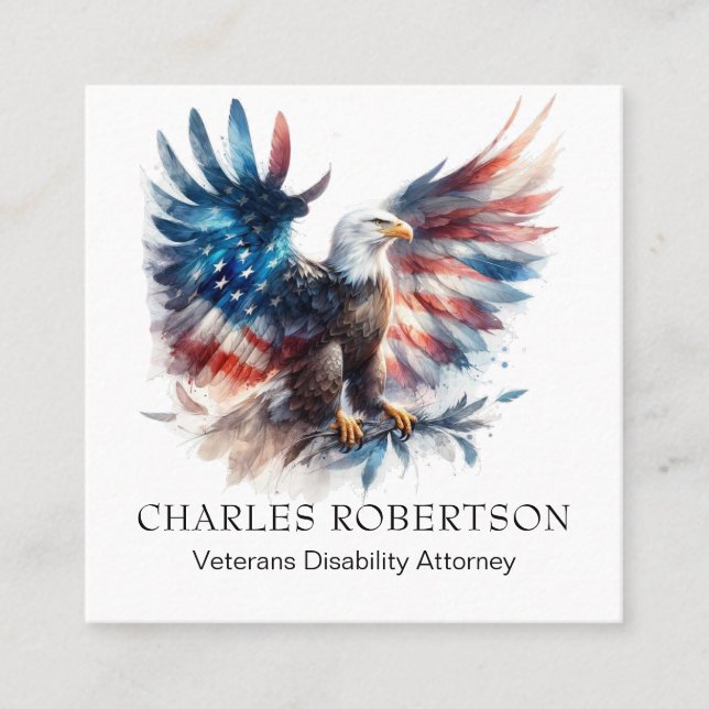 *~* QR American Flag Bald Adler AP16 Frieden Quadratische Visitenkarte (Vorderseite)