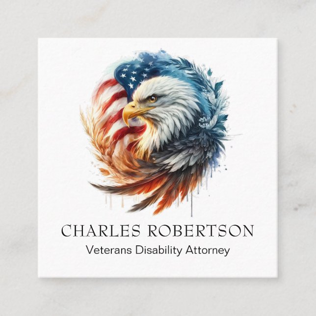 *~* QR American Flag Bald Eagle - AP16 Quadratische Visitenkarte (Vorderseite)