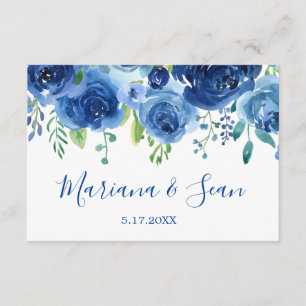 QR-Antwortkarte für Hochzeiten mit blauem Flor Dankeskarte