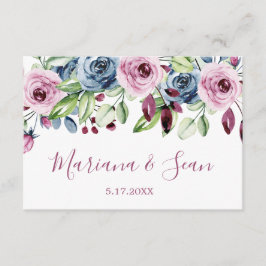 QR-Antwortkarte für Navy Wine Floral Wedding Dankeskarte