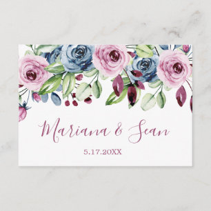 QR-Antwortkarte für Navy Wine Floral Wedding Dankeskarte