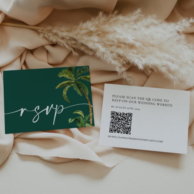 QR-Antwortkarte für tropische Hochzeiten Mitteilungskarte (Von Creator hochgeladen)