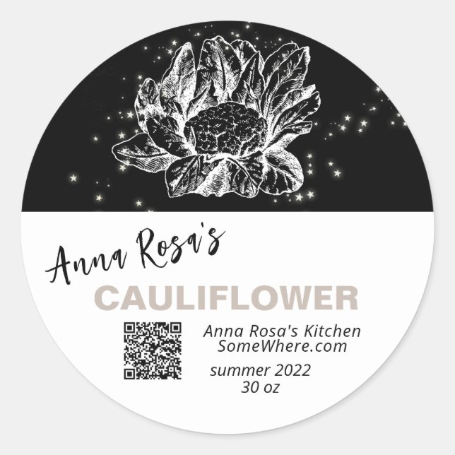 *~* QR AP30 CAULIFLOWER DEHYDRATED CANNING FREEZE RUNDER AUFKLEBER (Vorderseite)