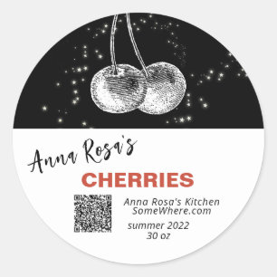 ~* QR AP30 CHERRY + DEHYDRATED CANNING FREEZE RUNDER AUFKLEBER