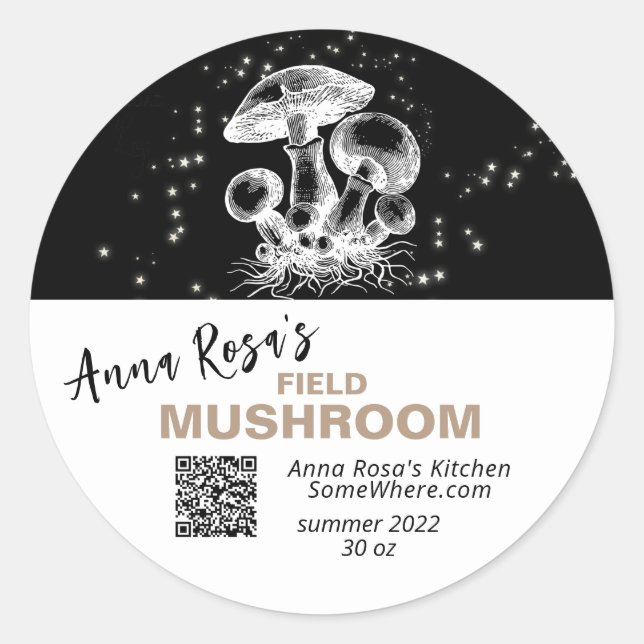 *~* QR AP30 MUSHROOM - DEHYDRATED CANNING FREEZE C RUNDER AUFKLEBER (Vorderseite)