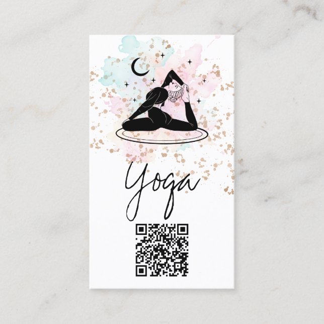*~* QR AP33 Rainbow Spiritual Yoga Moon Visitenkarte (Vorderseite)