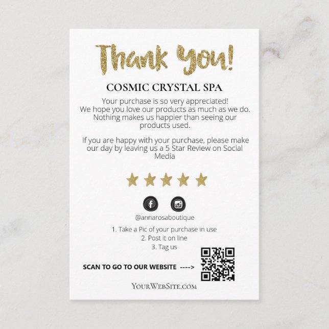 *~* QR AP8 DANK IHNEN Gold Star Review Tarot Begleitkarte (Vorderseite)