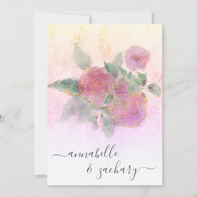 *~* QR AR12 Floral Damask UAWG Wedding Invita Einladung (Vorderseite)
