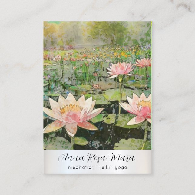 *~* QR Art Lotus Water Lily Nature Blume AP67 Visitenkarte (Vorderseite)