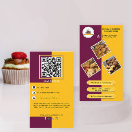 QR-Branding für lila Burgund und Gelbbbäckerei Visitenkarte