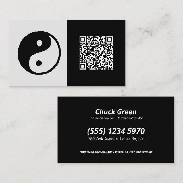 QR Business Card für Kampfkunst Visitenkarte (Vorne/Hinten)