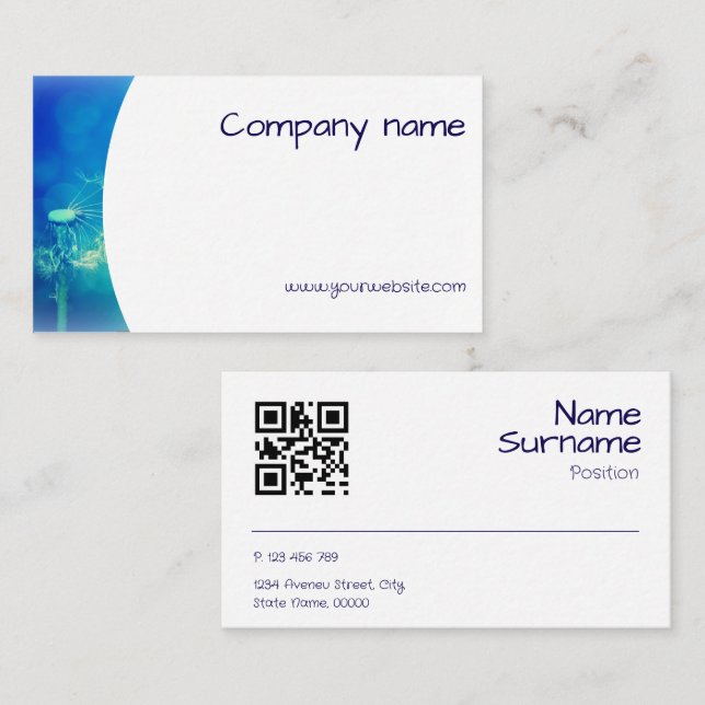 QR Business Card für Minimalistische Blowballfotog Visitenkarte (Vorne/Hinten)