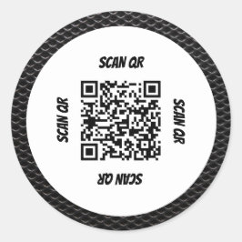QR Code 360 Einfaches Chic Black Carbon Muster Rah Runder Aufkleber