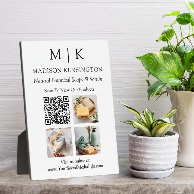 QR-Code-3-Foto für Monogramme oder Add-Logos Fotoplatte (Edit to Customize text, colors and more)