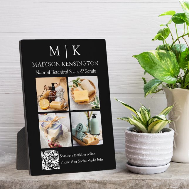 QR-Code 4-Foto für Monogramm oder Add-Logos Fotoplatte (Edit to Customize text, colors and more)