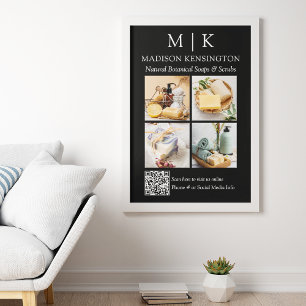 QR-Code 4-Foto für Monogramm oder Add-Logos Poster