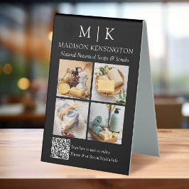 QR-Code 4-Foto für Monogramm oder Add-Logos Tischaufsteller