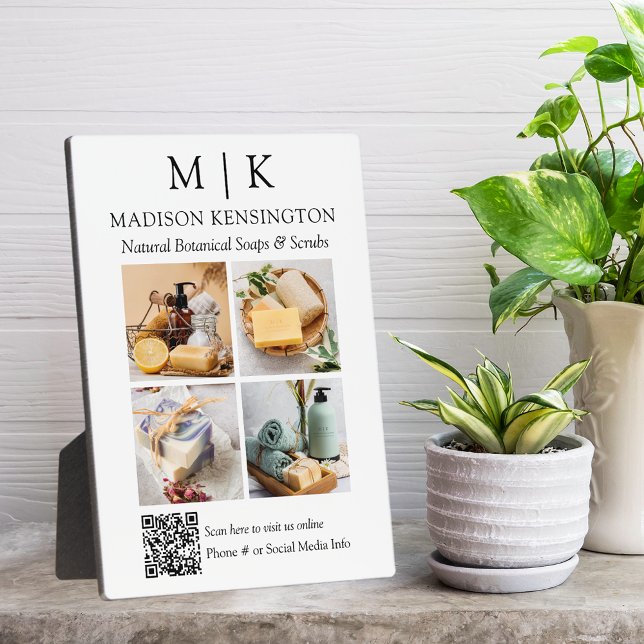 QR-Code 4-Foto für Monogramme oder Add-Logos Fotoplatte (Edit to Customize text, colors and more)