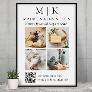 QR-Code 4-Foto für Monogramme oder Add-Logos Poster