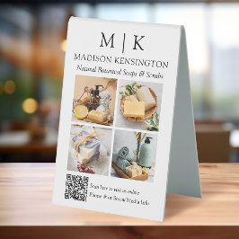 QR-Code 4-Foto für Monogramme oder Add-Logos Tischaufsteller