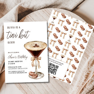 QR Code A Tini Bit Ältere Espresso Martini Geburts Einladung