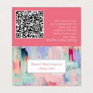 QR-Code Abstrakt geklappte Visitenkarte Hübsch ros Visitenkarten