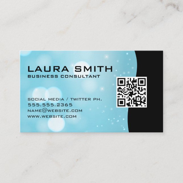 QR-Code / Abstrakte Blue Books-Visitenkarte Visitenkarte (Vorderseite)