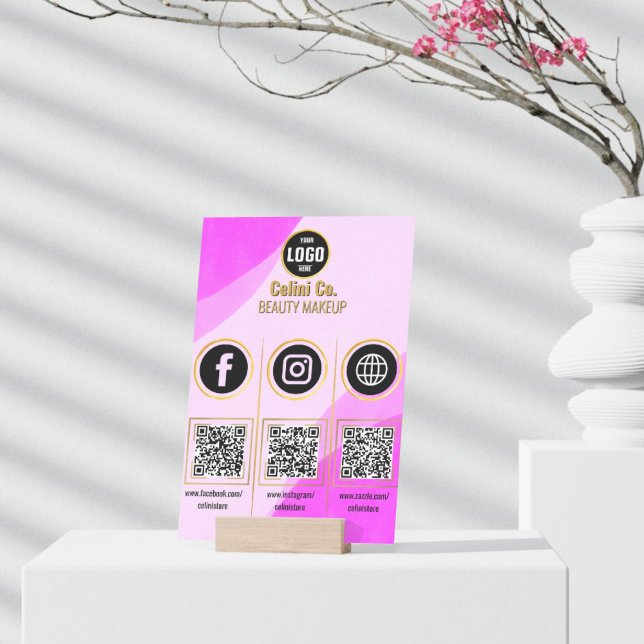 QR-Code Akryllische Schrift für Social Media - Maß Acrylschild (Social Media QR Code Acrylic Sign - Custom Beauty Display)