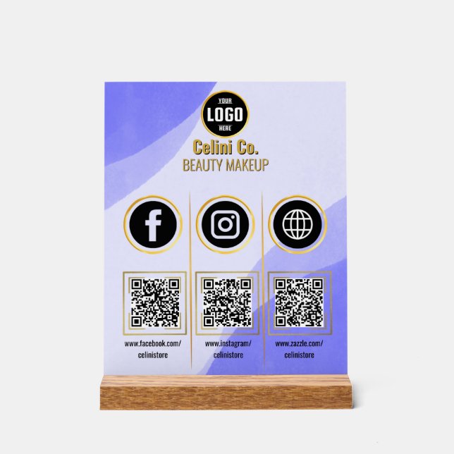 QR-Code Akryllische Schrift für Social Media - Maß Acrylschild (Vorderseite)
