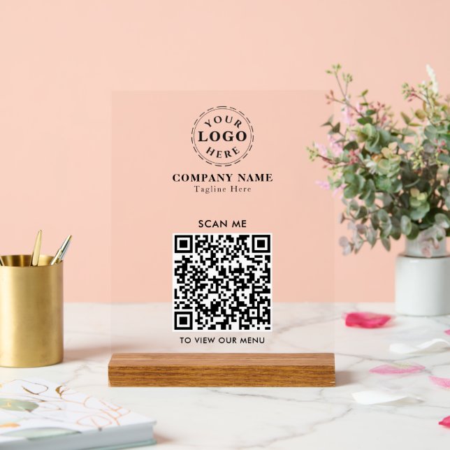 QR Code Akryllisches Zeichen - Modernes Checkout-M Acrylschild (Hochzeit)