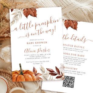 QR-Code alles in einem Herbst-Baby-Shower Einladung