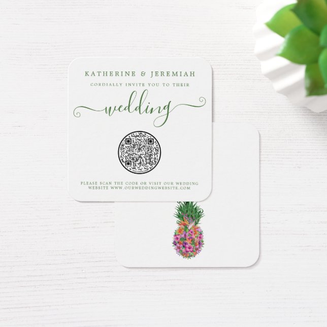 QR-Code Ananas-Ananas-Hochzeit Einladung (Schreibtisch)
