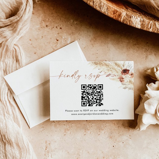 QR-Code-Antwortkarte | Boho Wedding RSVP Card Dankeskarte (Von Creator hochgeladen)