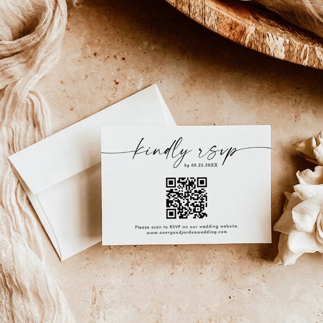 QR-Code-Antwortkarte | Minimalistische Hochzeit RS Dankeskarte (Von Creator hochgeladen)
