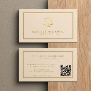 QR-Code-Anwalt Anwalt professionell Gold Beige Visitenkarte
