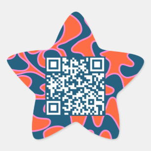 QR-Code Aquamarin Orange Bright Modern Cool Stern-Aufkleber