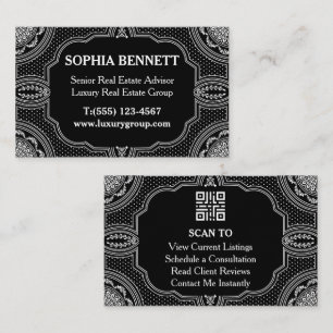 QR-Code Art Deco Luxus-Immobilien Visitenkarte