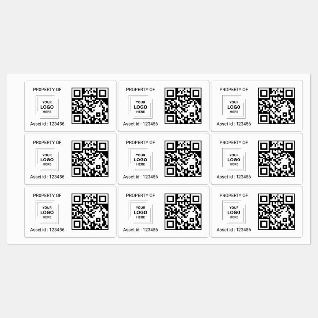QR-Code-Asset-ID Firmen-Eigentumsetikett Stil Etiketten (Blatt)