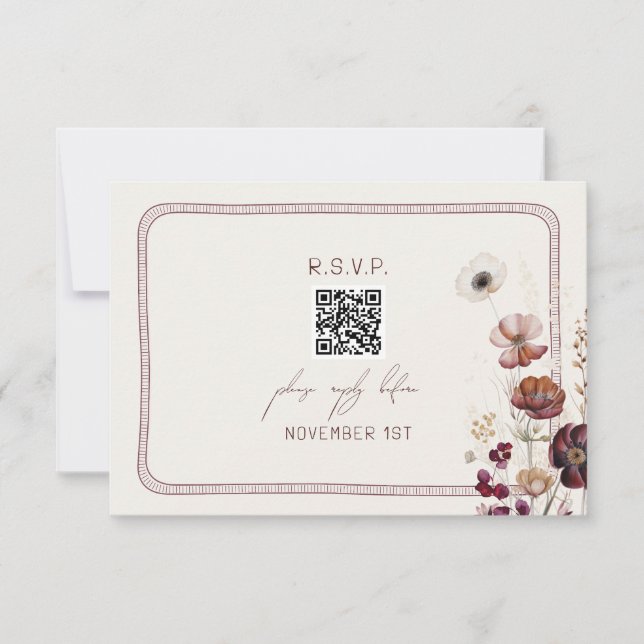 QR Code Automne Anémonique Mariage floral RSVP (Devant)