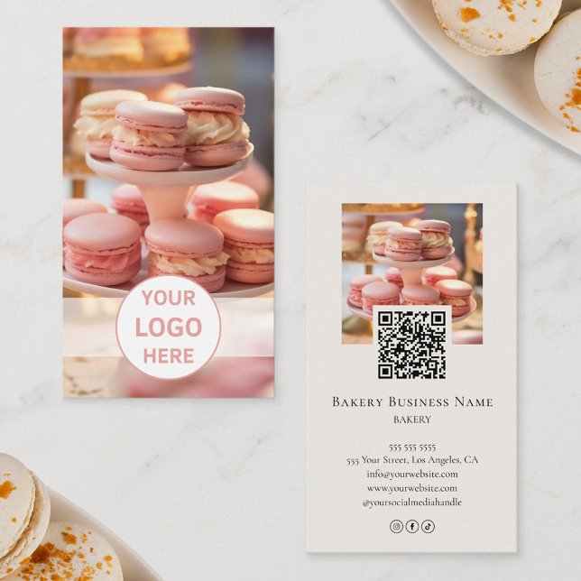 QR-Code-Bäckerei für kundenspezifisches Foto Visitenkarte (Custom Photo Logo QR Code Bakery Business Card)