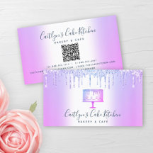 QR Code Bäckerei Kuchen Lila Glitzer Tropfen Nacht