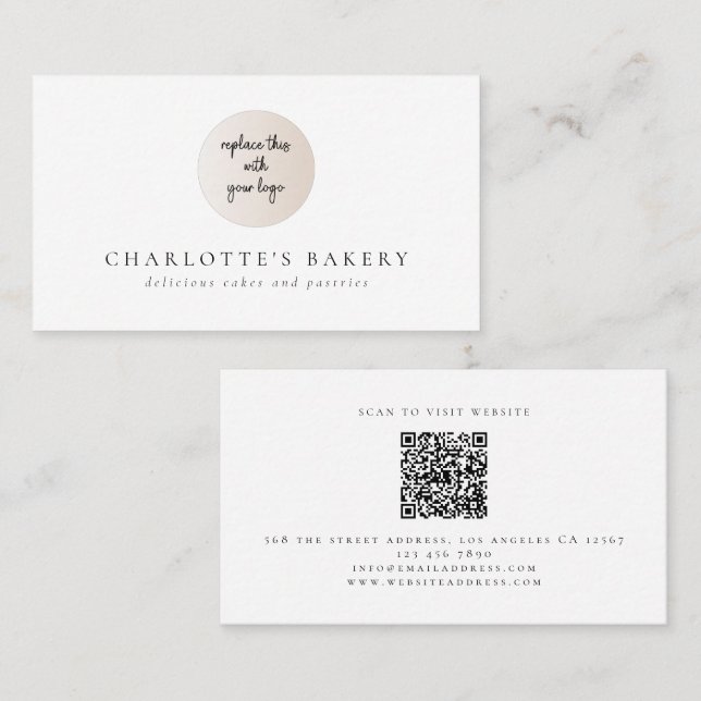 QR-Code-Bakenkarte für Minimalistische Logos Busin Visitenkarte (Vorne/Hinten)