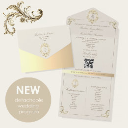 QR-Code Barock-Monogramm Hochzeit All In One Einladung