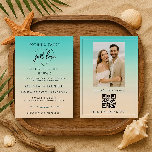 QR Code Beach Elopement Wedding Reception Einladung (Von Creator hochgeladen)